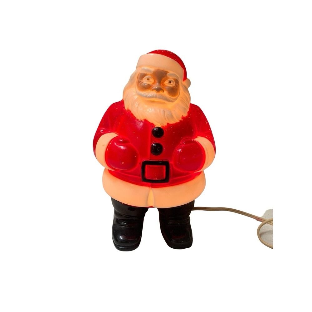 Vintage Royal 7.5" Hard Plastic Light Up Santa Claus 1950s Christmas Blow Mold